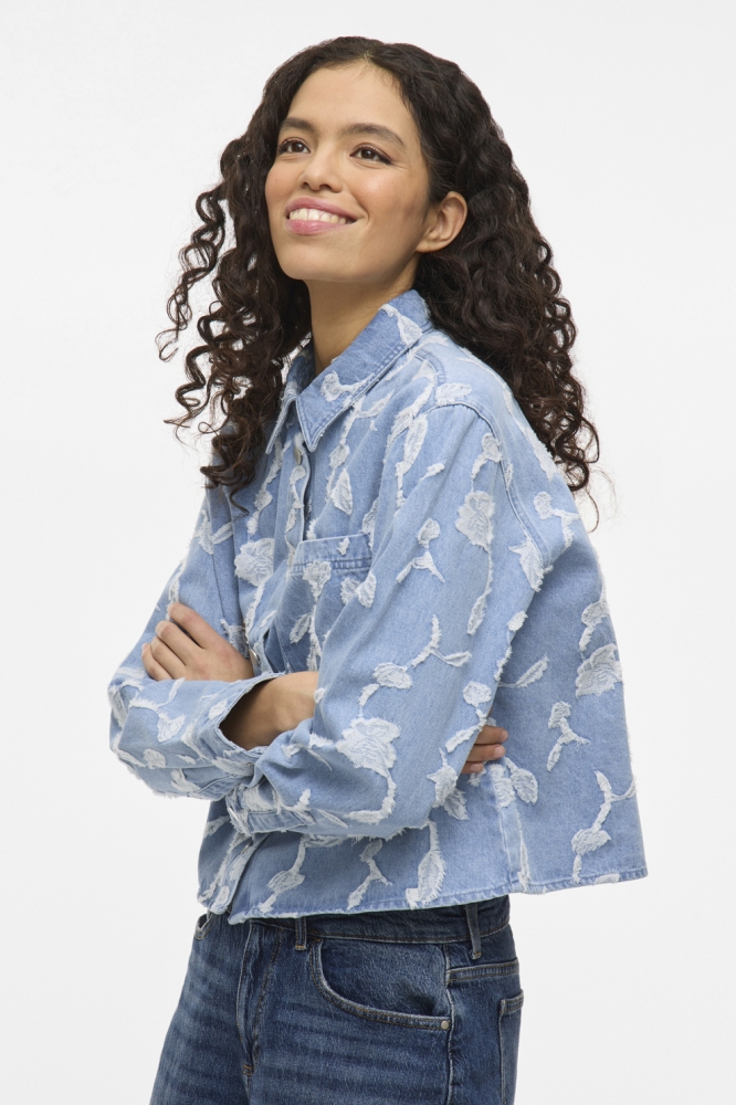 VIIANAIS L/S JACQUARD DENIM JACKET 14105498 LIGHT BLUE DENI/JACQUARD